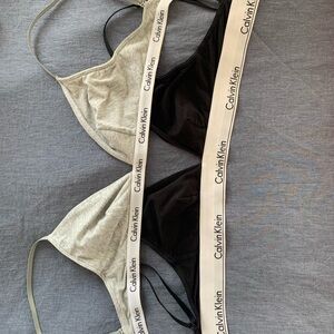 Calvin Klein Black and Grey Triangle Bras Soft Comfort Set of Two
